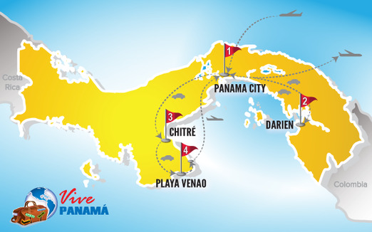 Panama Urlaub | Karte Rundreise Darien und Azuero