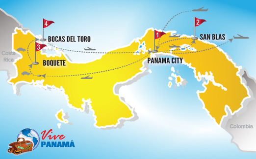 Panama Urlaub | Karte Karibik und Bergwelt Panamas